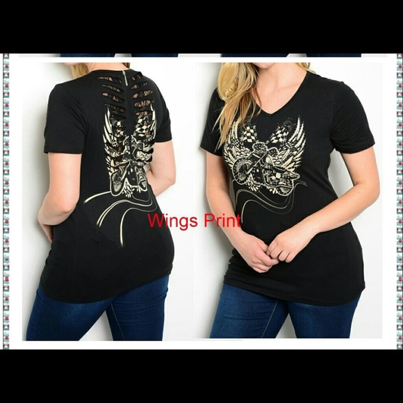 Plus size top t-shirt tattoo lace cutout - Picture 3 of 3