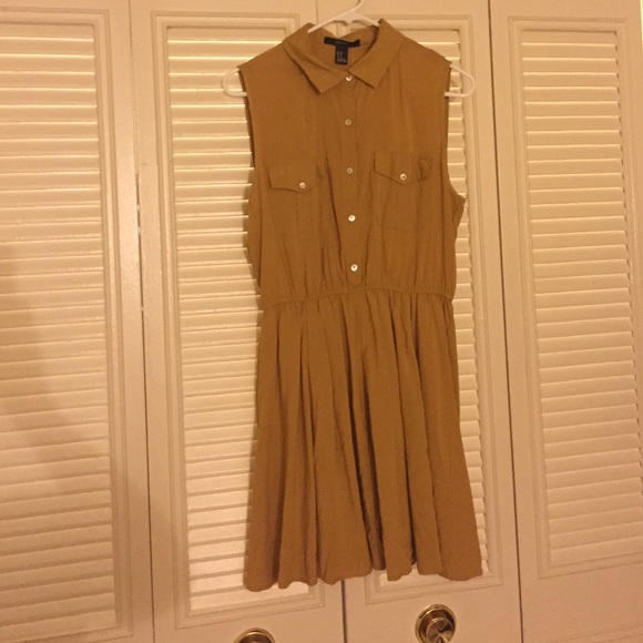 Mustard Color Yellow Button Up Dress