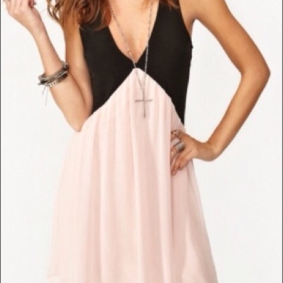 Black and pink chiffon dress