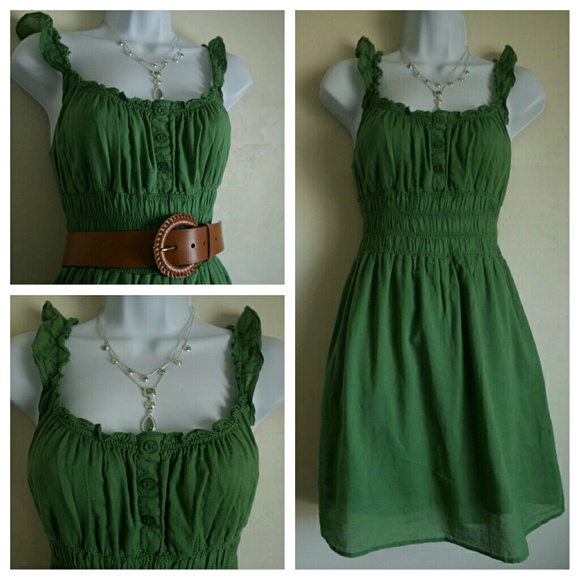 Green Boho Peasant Dress
