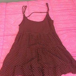 Burgundy polka dot baby doll dress