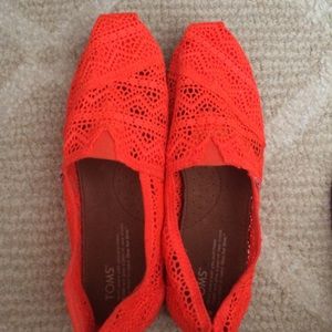 Neon Bright Orange Crochet Toms