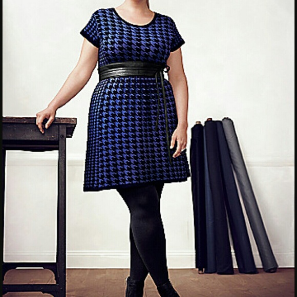 *Host Pick* Blue & Black Houndstooth Pattern Dress
