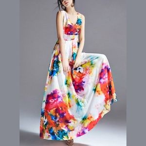 NWT Gorgeous Watercolor Floral Long Maxi Dress XS
