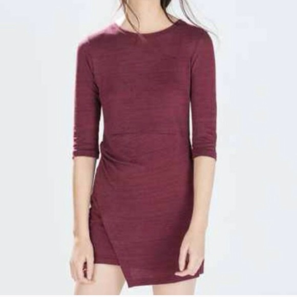 Zara Dresses & Skirts - TRADED Zara maroon asymmetrical dress