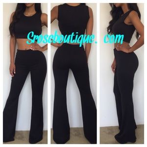 Black 2-piece pant & crop top set