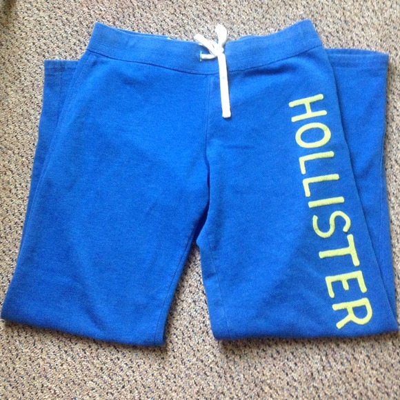 Hollister Blue/Lime Green sweat pants