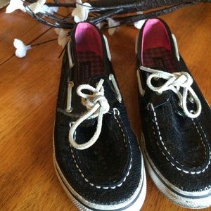 Sparkly Black Sperry Topsiders