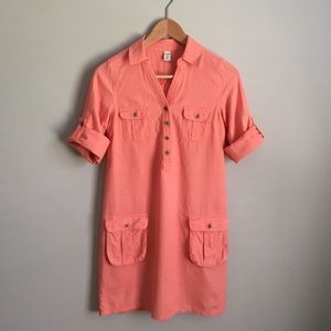 Linen Shirt Dress in Orange