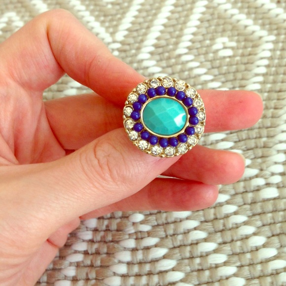 Banana Republic Jewelry - Banana Republic Turquoise & Navy Rhinestone Ring