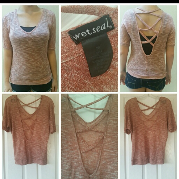 Soft cross-back short sleeved sweater