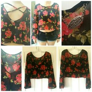Sheer cropped floral top