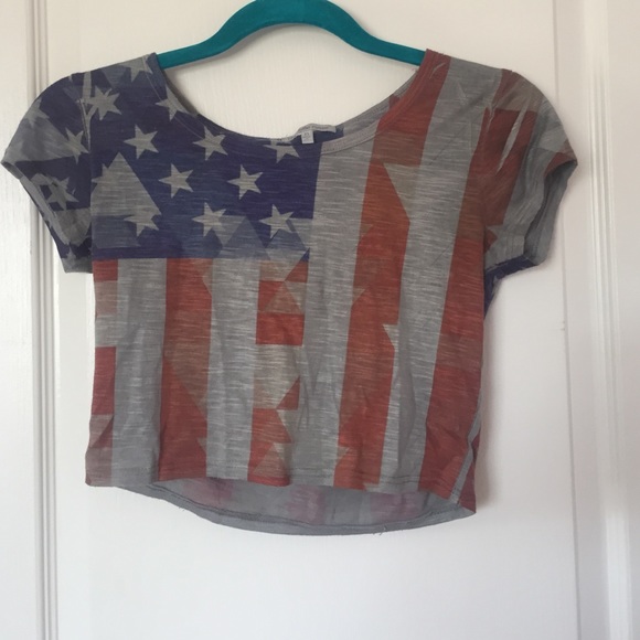 A crop top American flag shirt