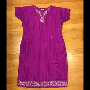 Purple and silver shalwar Kameez