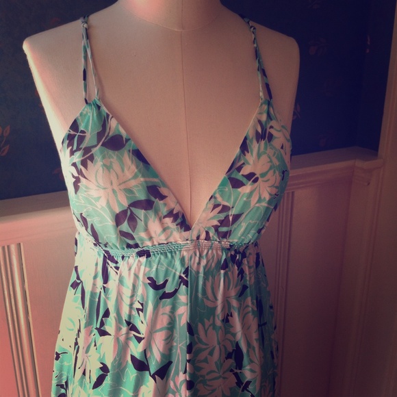 Express floral halter 100 % silk dress