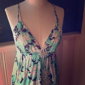 Express floral halter 100 % silk dress