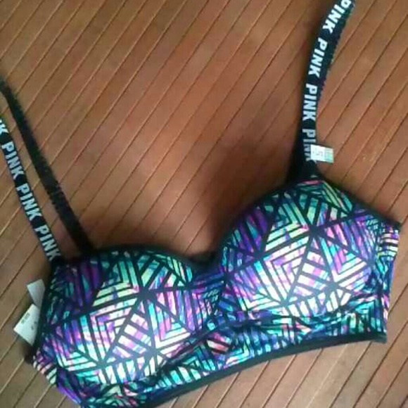 PINK Geometric Caged bra