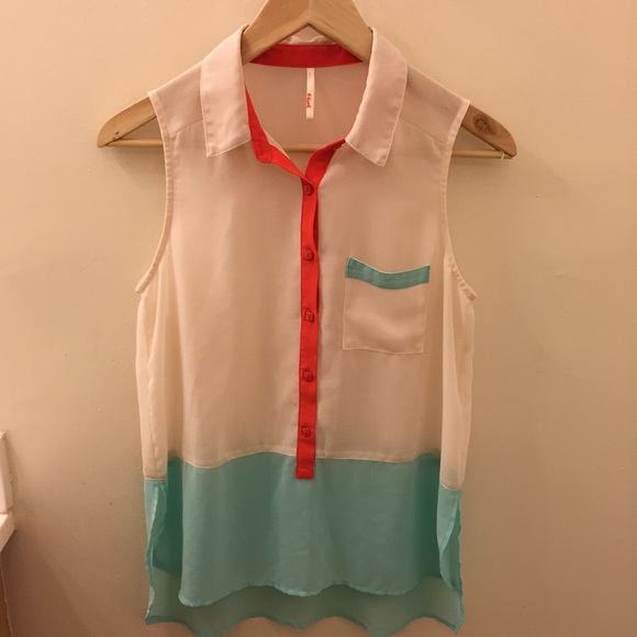 Color-block Sheer Top