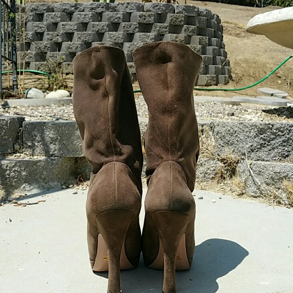 Prada Mid Calf Suede Booties - Picture 2 of 4