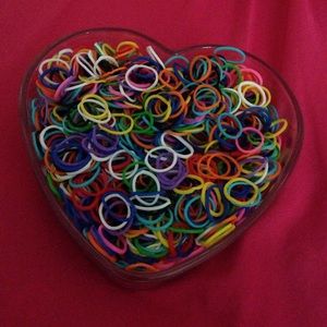 Glass Heart container and rubber bands