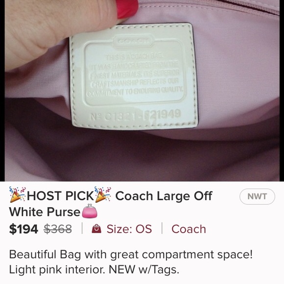 🎉HOST PICK🎉Roomy Coach Off-White/Tan Leather Bag - Picture 4 of 4