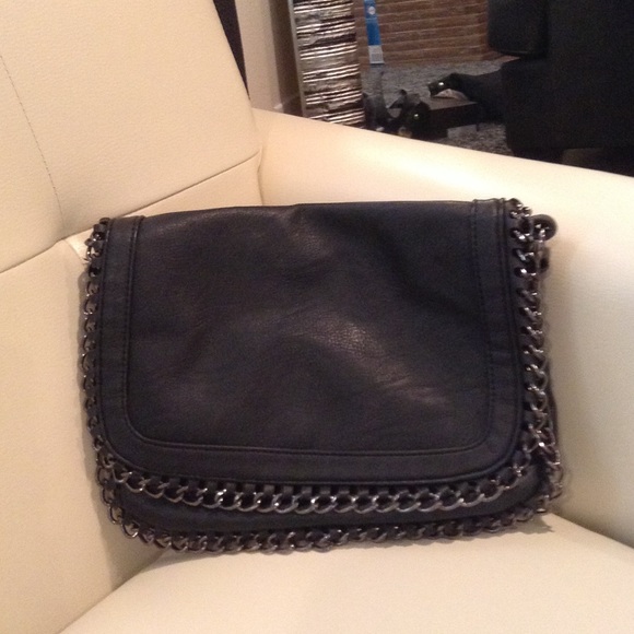 Black leather messenger purse