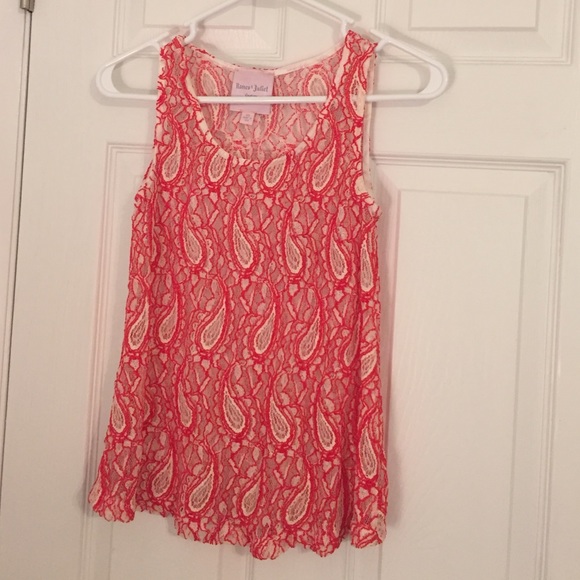 Romeo and Juliet red paisley lace tank top - Picture 1 of 4