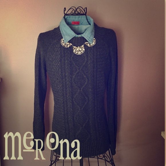 Merona Sweaters - Dark Gray Cable Knit Sweater