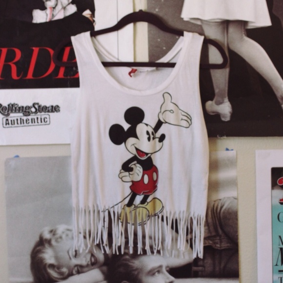 H&M Mickey Mouse Fringe Tank Top