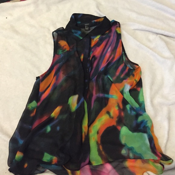 Sheer loose fit Tye die button up