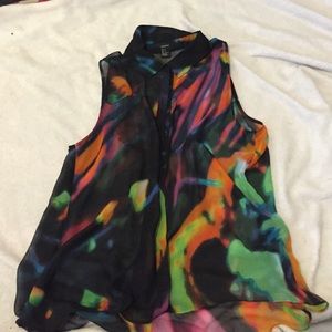 Sheer loose fit Tye die button up