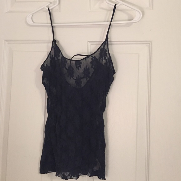 Free people navy floral lace layering tank