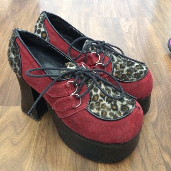 Demonia leopard suede heels