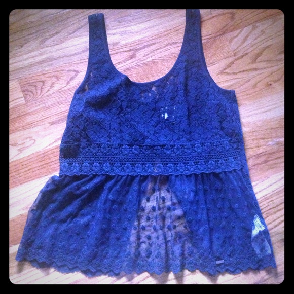 Gilly Hicks Pretty Navy Lace Tank Top