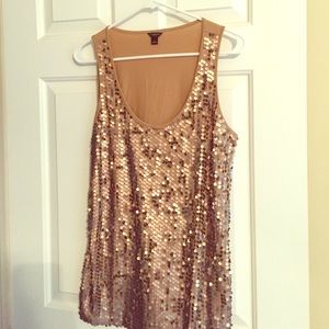 Festive gold sequin Ann Taylor tank top.