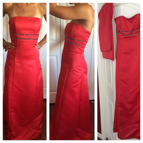 1990s red satin gown
