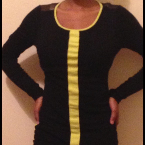 Black mesh back long sleeve top with accent stripe
