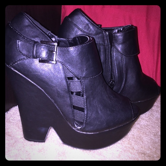 Charlotte Russe peep toe booties.