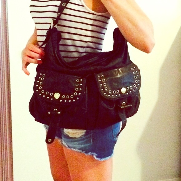 MARC by Marc Jacobs Black Studded Hobo Bag