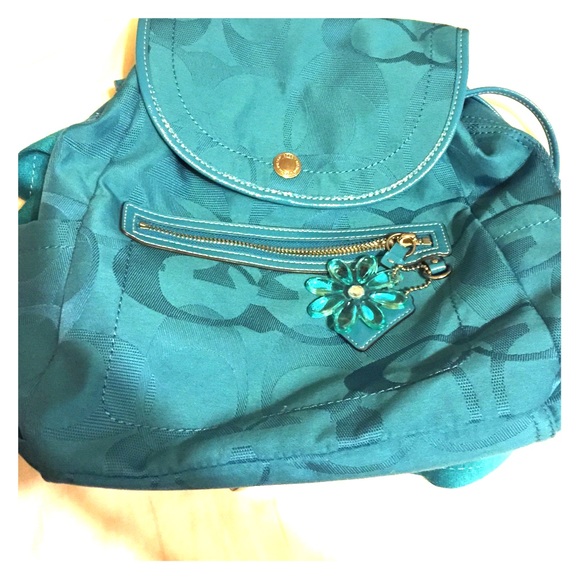 Turquoise Coach Daisy Signature Backpack