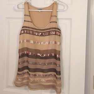 Express tan tank with beading