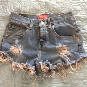 Levi's high waist cut offs distressed