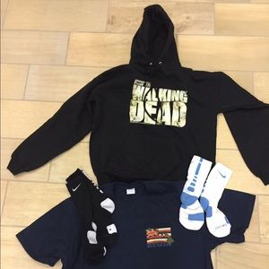 Walking dead sweatshirt/Hawaiian Shirt/Nike socks