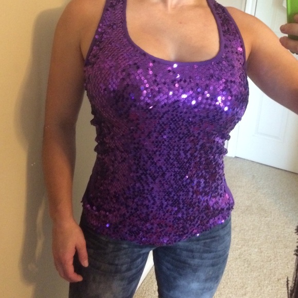 Purple sleeveless sequence top