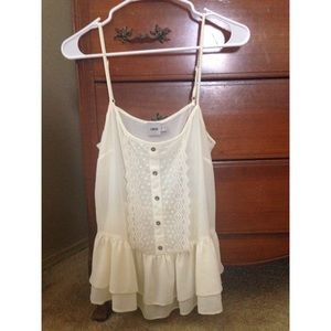 Cream sheer tank top