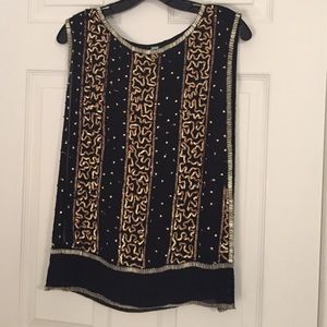 Black embellished tank with open sides