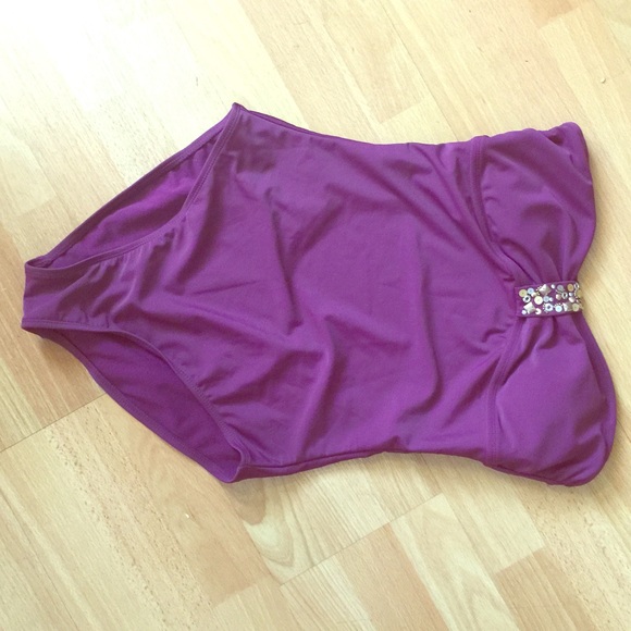 Adorable purple swimsuit with embellishments