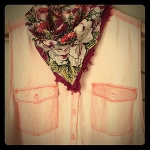 Aritzia Pink Henley Blouse