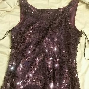 Purple sequin short dress.