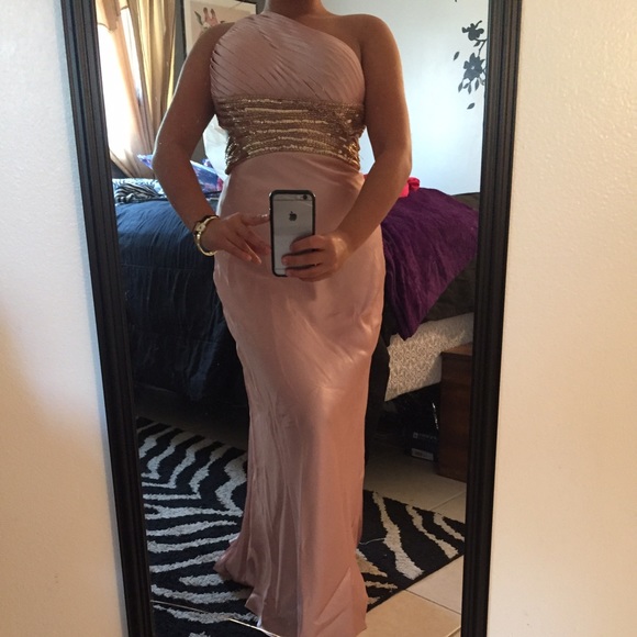 Pink gold prom dress